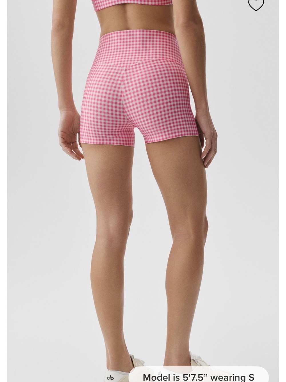 ALO Yoga Airlift Pink Gingham High-Waist Sleek Shorts - Picture 3 of 3